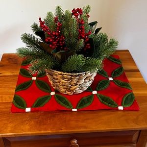 Christmas Basket Centerpiece - Magnolia, berries and evergreen